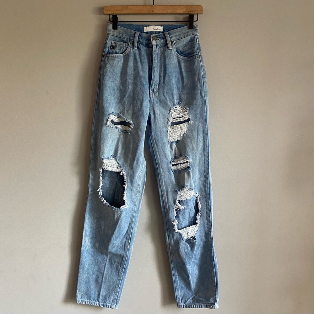 Kancan Kyla Ultra High Rise Light Wash Distressed 90's Baggy Jeans EUC 25 / 3